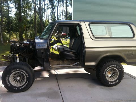 1979 Ford Bronco - This Ford Bronco is missing its engine and appears to be undergoing some work.