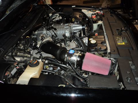 2004 Mercury Grand Marquis - Engine bay a supercharger and aftermarket air intake system.