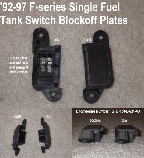 1983 Ford Bronco - Factory Tank Select Switch Blockoff Plates for '92-96 (& '97 >8500GVWR) F-series with Single Fuel Tank (F2TZ15046A34A) SOLD one See also: […