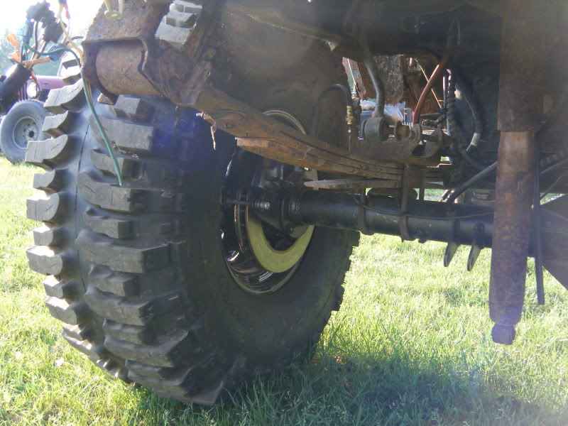 Off-road tire and suspension of a modified vehicle.