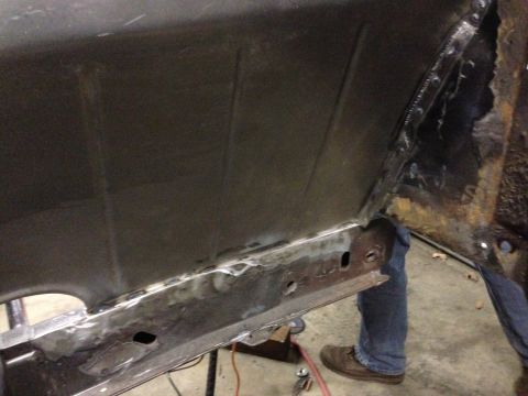 1964 Ford Fairlane - Car frame section being repaired, showing rust damage and fresh welds.