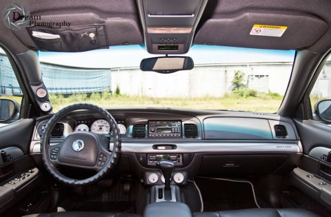 2003 Mercury Marauder - Interior view of a 2003 Mercury Marauder, custom gauges on the A-pillar.