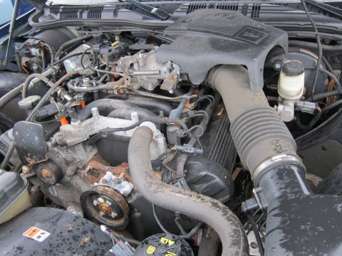 2001 Ford Crown Victoria - Close-up view of an engine bay, showing various mechanical parts and hoses.