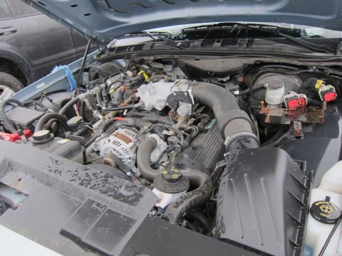 2001 Ford Crown Victoria - Engine bay of a 2001 Ford Crown Victoria, showing the engine and various components.