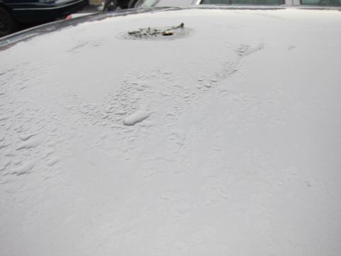 2001 Ford Crown Victoria - A close-up view of a car's roof shows water droplets and a circular fixture, with another vehicle partially visible in the background.