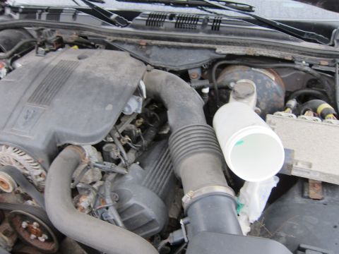2001 Ford Crown Victoria - The engine bay of a 2001 Ford Crown Victoria is visible, with various hoses and components.