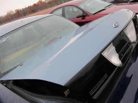 2001 Ford Crown Victoria - The rear of a Ford Police Interceptor is visible, with a Ford badge and 'POLICE INTERCEPTOR' text on the trunk lid.