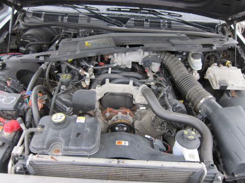 2001 Ford Crown Victoria - The engine bay of a 2001 Ford Crown Victoria is visible, with various components of the V8 engine clearly displayed.