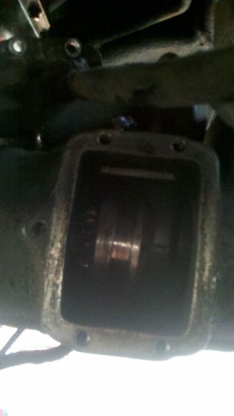 1997 Dodge 3500 - Close-up of an open differential housing, showing internal components.