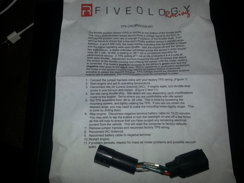 Fiveology Racing TPS calibration kit instructions: set TPS .96-.98V at idle
