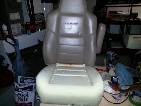 1994 Ford Bronco - Car seat with Lariat trim, likely from a truck or SUV, with its foam base exposed.