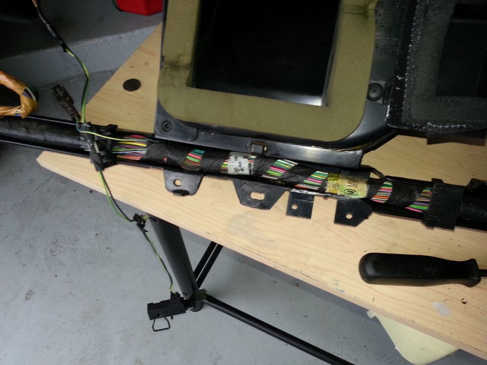 Dashboard wiring harness with colorful wires and connectors