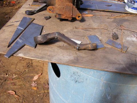 Workbench with metal parts and tools