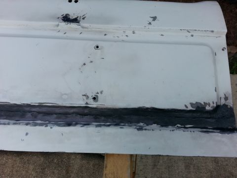 1992 Ford Bronco - outer tailgate skin sanded and hit with rust inhibitor