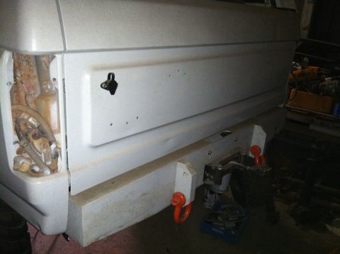 1991 Ford Bronco - My custom bumper I made using 3"x4"x 3/8" angle (8" tall after welding together) with a 9000 lb winch mounted. Used app…