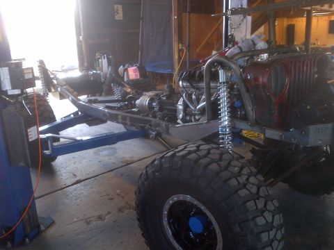 1985 Jeep CJ7 - Customized 1985 Jeep CJ7 undergoing modification in a workshop.