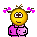 1995 Ford Bronco - A pixelated smiley face character with a whimsical expression and pink attire.