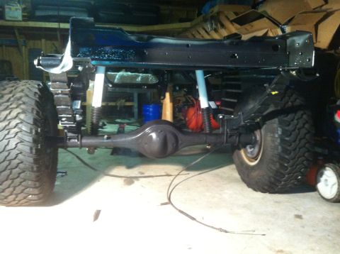 1979 Ford Bronco - This photo shows the frame and suspension components of a vehicle, not a complete 1979 Ford Bronco.