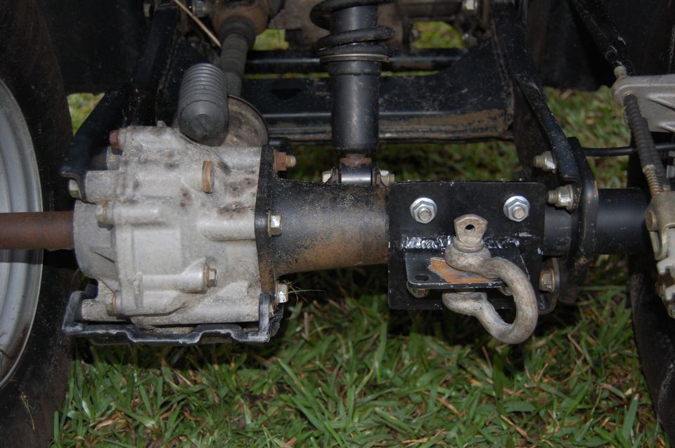 ATV rear axle and suspension with hitch