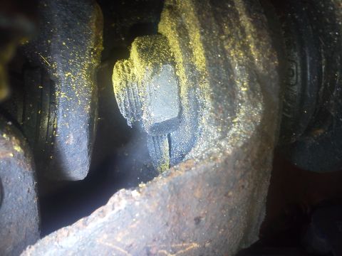 1993 Ford Bronco - Lower right front ball joint - hacked off the top with the Sawzall because it was interfering with the axle.