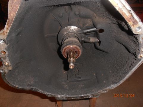 1996 Ford Bronco - Interior view of a transmission bell housing, showing the input shaft and splines.