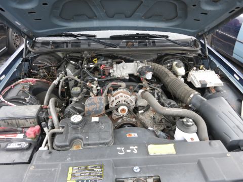 1991 Ford LTD Crown Victoria - The engine bay of a vehicle, showing the V8 engine, alternator, battery, and various hoses and wiring.