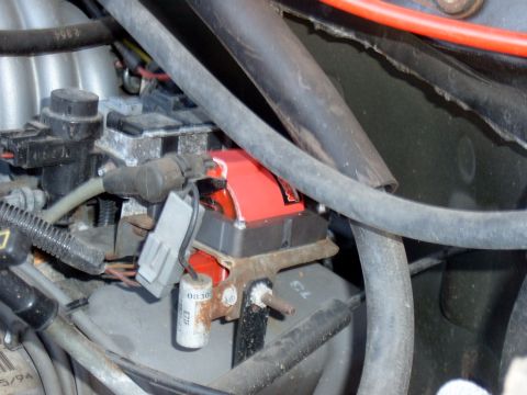 1995 Ford Bronco - New Blaster TFI coil hooked up and ready to go, gotta love easy installs, 20min tops half of that spent trying to find something to stand o…