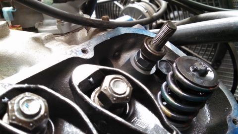 1967 Ford F-250 - Detailed view of an engine's valve train components, including rocker arms and valve springs.