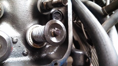 1967 Ford F-250 - A detailed view of internal engine mechanics, focusing on a valve spring assembly.