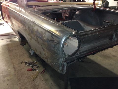 1964 Ford Fairlane - Rear section of a 1964 Ford Fairlane undergoing bodywork and restoration.