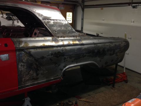 1964 Ford Fairlane - This 1964 Ford Fairlane is undergoing restoration, with visible rust and bodywork.