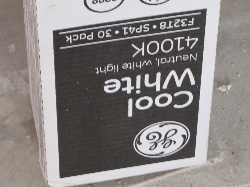 Box of GE Cool White light bulbs