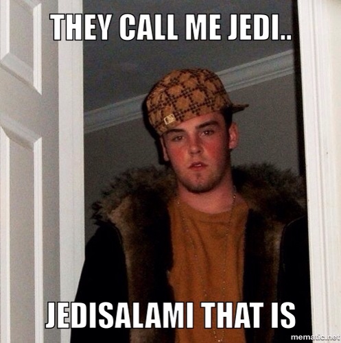 Meme with text "THEY CALL ME JEDI.. JEDISALAMI THAT IS"