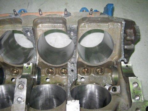 1972 Ford Ranchero - This image shows the internal cylinders of an engine block, likely undergoing repair or inspection.