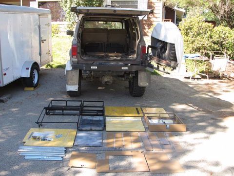1990 Ford Bronco II - Here is the framework and components for the storage unit I built to hold all my tools & camping gear. Total weight (unit itself): about 80…