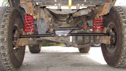 1990 Ford Bronco II - New tie rods built from 1.25'' DOM tubing and 1-ton Dodge tie rod ends (4500lb axle ends). Kept bending the original ones on rocks lol.
