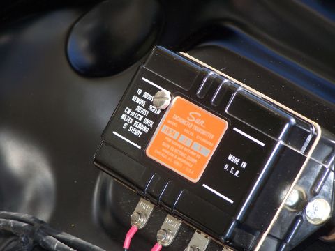1971 Ford Ranchero - A Sun Tachometer Transmitter, model 900-1042, is shown installed in a vehicle.
