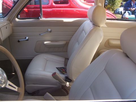 1971 Ford Ranchero - Interior view of a vintage car, with another vehicle visible outside.
