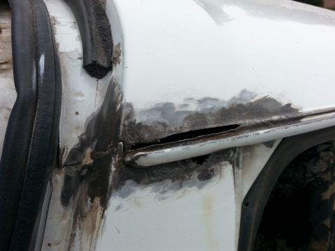 1992 Ford Bronco - drip rail cleaned up with rust treatment applied..ready to repair..