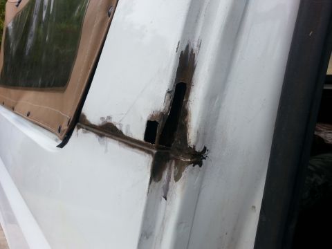 1992 Ford Bronco - cut out all the bad material and ready to start patching the sail panel from the inside.