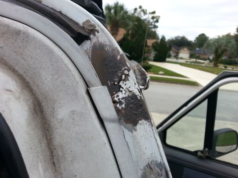 1992 Ford Bronco - welded and ground down. not the best job, but with the panels in place from the inside, it should be fine.
