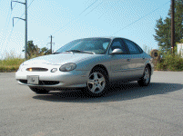 1998 Ford Taurus - This 1998 Ford Taurus is shown from the front 3/4 angle on a sunny day.