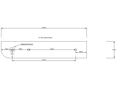 1994 Ford Bronco - This is a technical drawing detailing the specifications of a metal plate, not a vehicle.