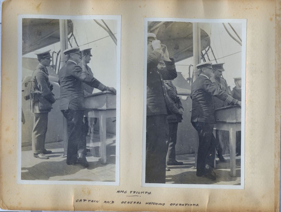 These are pages from a British officer's personal photo album from his time in the Mediterranean Sea during World War 1.  Most of them appear to have been taken in early 1915 during the height of the Dardanelles Campaign, including some on the Anzac beach near Gallipoli.

I'll probably upload some higher-resolution reconstructed versions of the individual photos later.