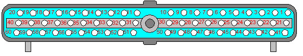 Numbered electrical connector pinout chart with 60 terminal positions