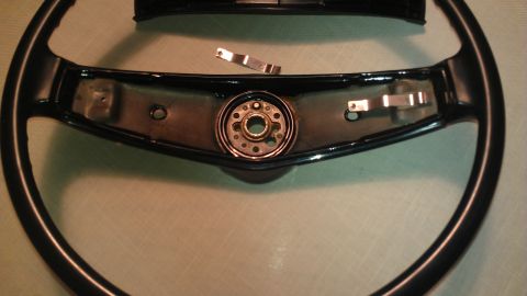1980 Pontiac Trans Am - Close-up of a steering wheel's internal components, showing the hub and mounting hardware.