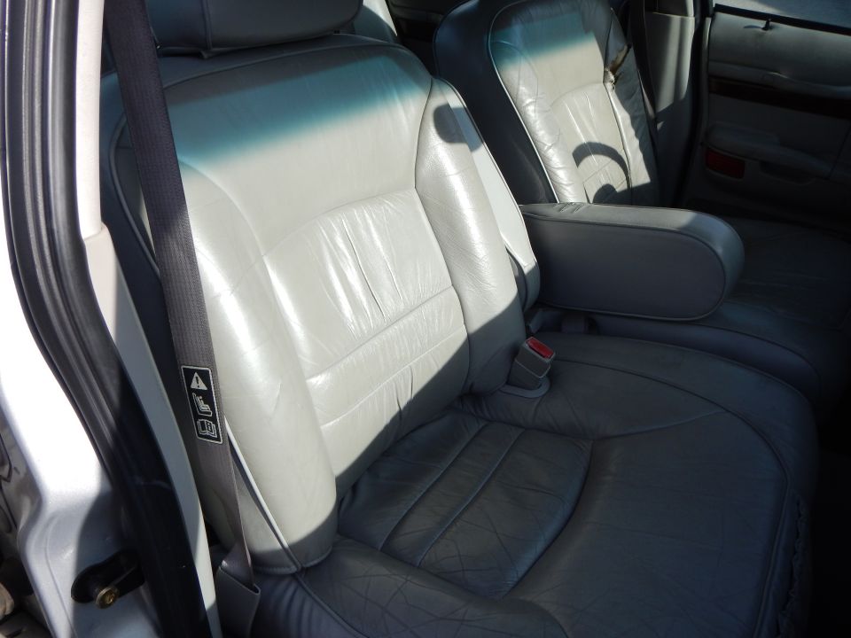 Front leather seats and center console of a car