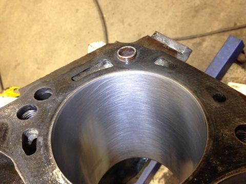 1993 Ford Bronco - Engine cylinder block showing internal honing marks.
