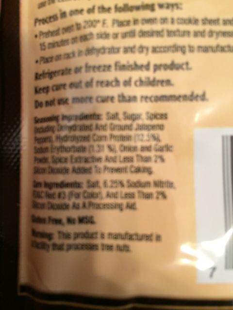 1968 Ford Mustang - This image shows product packaging with detailed ingredient and preparation instructions, including seasoning and cure ingredients.