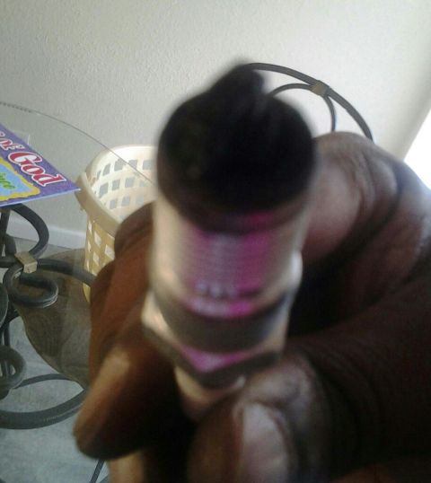 2004 Ford Crown Victoria - A spark plug is held up close, with a website logo in the corner.